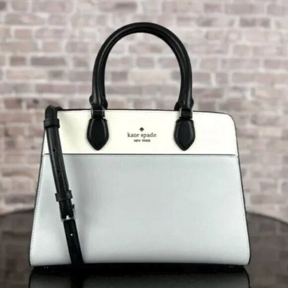 Kate Spade Madison Medium Top Handle Satchel Shoulder Purse - Platinum Grey - Picture 1 of 6